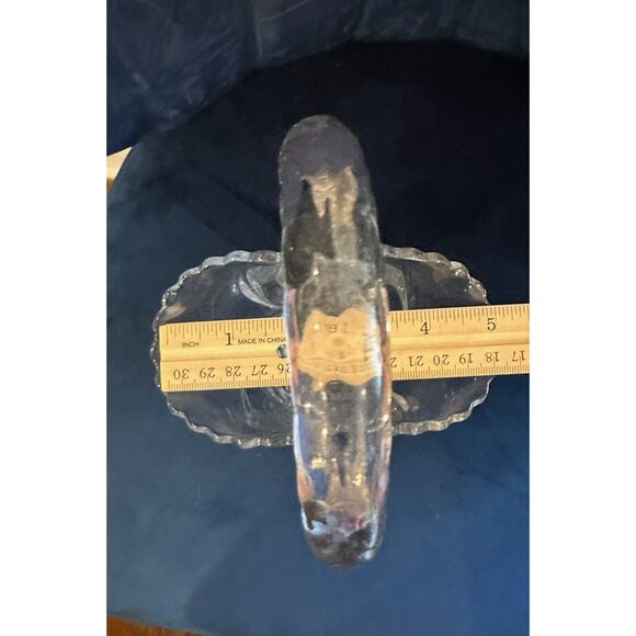 Vintage 10" Clear Cut‎ Glass Wedding Basket Applied Handle Daisy Flower Pattern - Picture 3 of 8